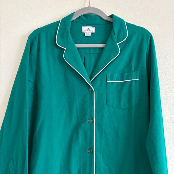 PETITE PLUME WOMEN’S FOREST GREEN CLASSIC FLANNEL PAJAMA Top Size Small - Picture 3 of 7